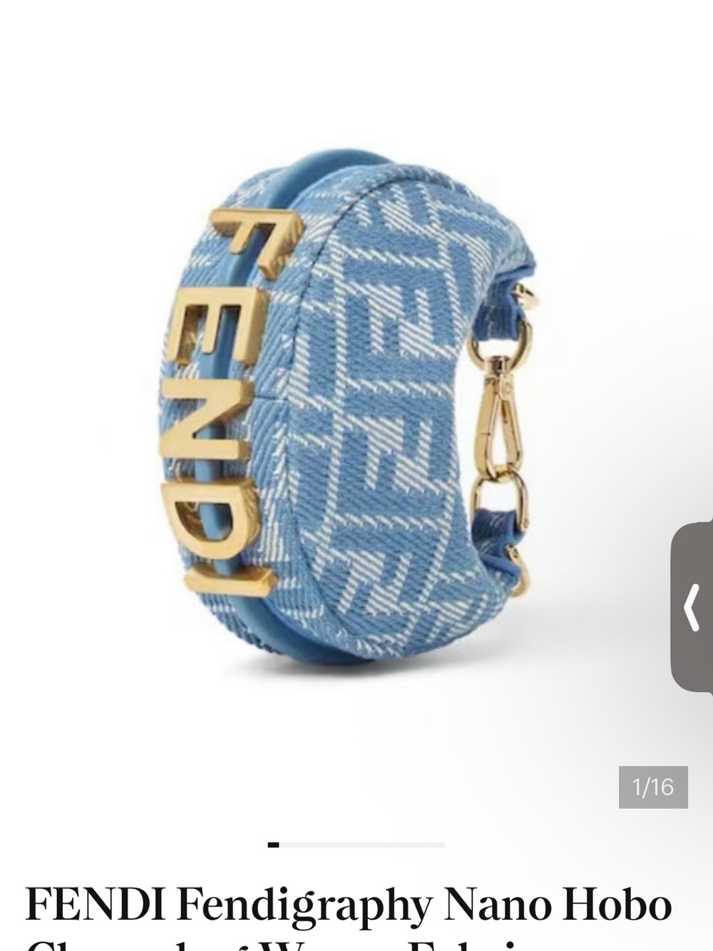 Fendi Blue Denim Logo Strap Hobo with Gold Hardware